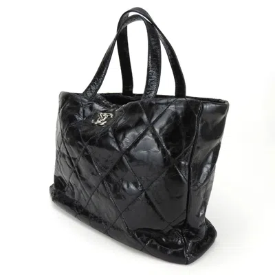 Pre-owned Chanel Black Leather Tweed Tote Bag ()
