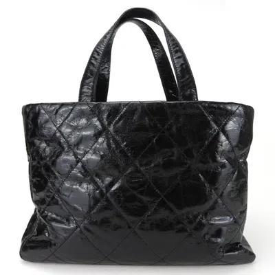 Pre-owned Chanel Black Leather Tweed Tote Bag ()