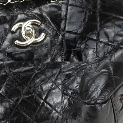Pre-owned Chanel Black Leather Tweed Tote Bag ()