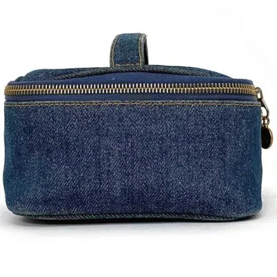 Pre-owned Chanel Denim Denim Leather Handbag Pouch Vanity Bag ()