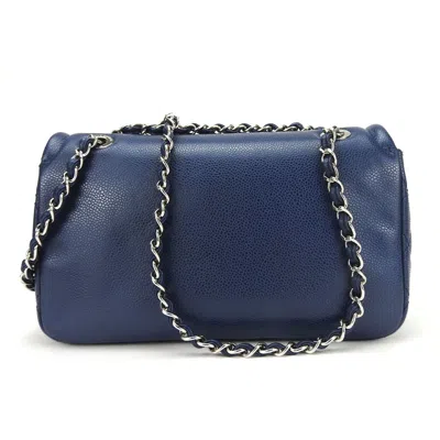 Pre-owned Chanel Matelasse Navy Grained Calfskin Shoulder Bag ()