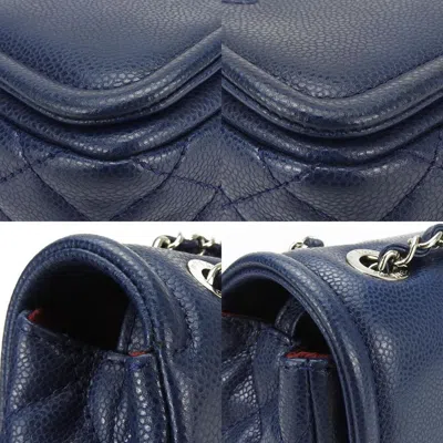 Pre-owned Chanel Matelasse Navy Grained Calfskin Shoulder Bag ()