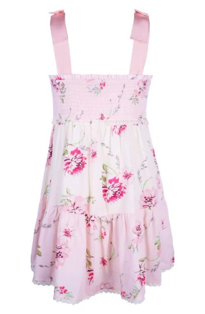 Zunie Kids' Tie Shoulder Smocked Sundress In Pink