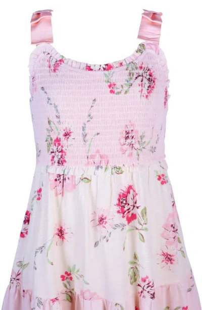 Zunie Kids' Tie Shoulder Smocked Sundress In Pink