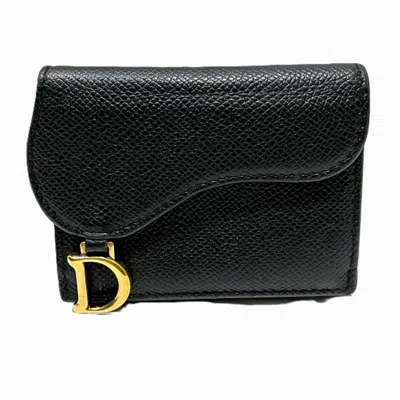 Pre-owned Dior Christian  Black Leather Coin Purse/coin Case ()