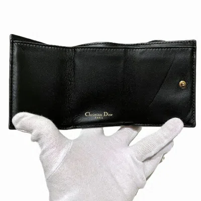Pre-owned Dior Christian  Black Leather Coin Purse/coin Case ()