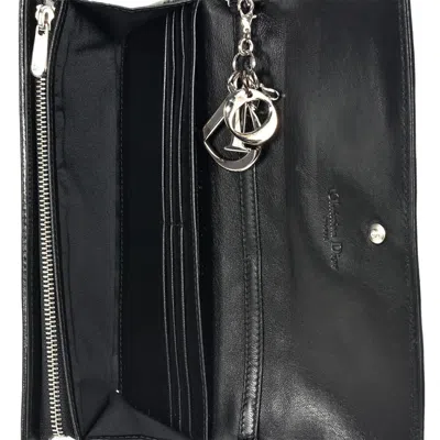 Pre-owned Dior Christian  Lady  Black Leather Chain/shoulder Wallet ()
