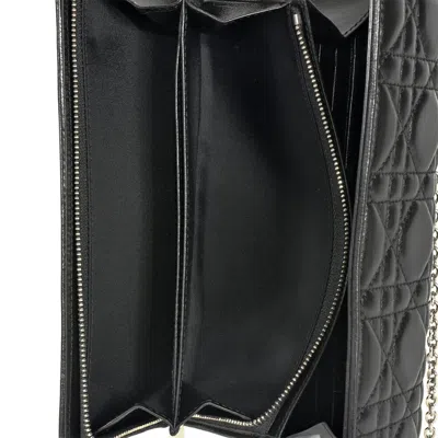 Pre-owned Dior Christian  Lady  Black Leather Chain/shoulder Wallet ()