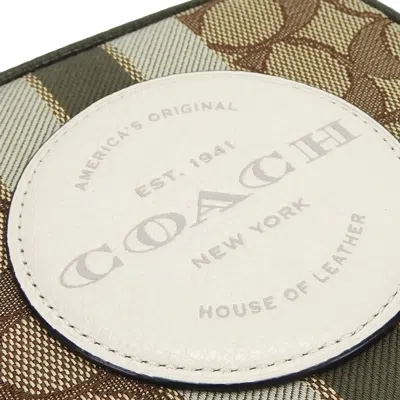 Pre-owned Coach Beige Blue Khaki Canvas Leather Pochette Shoulder Bag ()