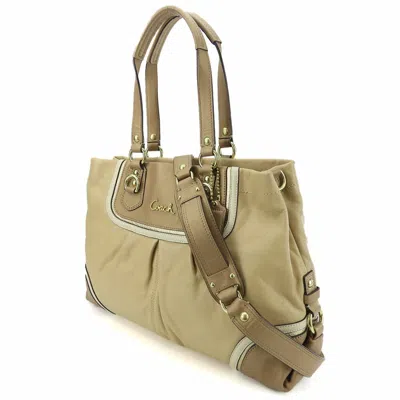 Pre-owned Coach Beige Brown Leather Tote Bag ()