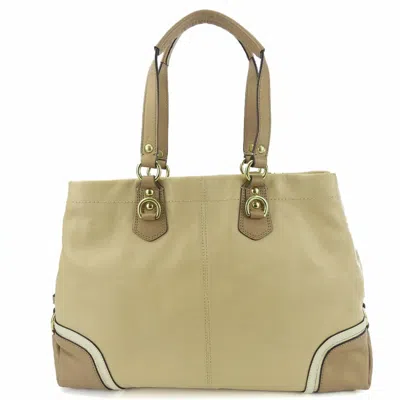 Pre-owned Coach Beige Brown Leather Tote Bag ()