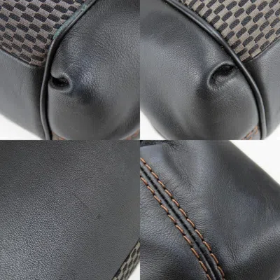 Pre-owned Coach Black Brown Gray Canvas Leather Handbag Tote Bag ()