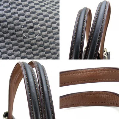 Pre-owned Coach Black Brown Gray Canvas Leather Handbag Tote Bag ()