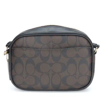 Pre-owned Coach Black Brown Pvc Coated Canvas Leather Pochette Shoulder Bag ()