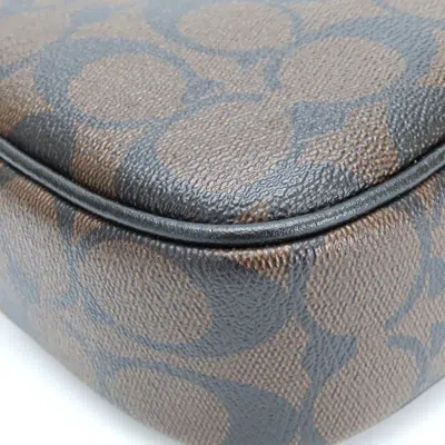 Pre-owned Coach Black Brown Pvc Coated Canvas Leather Pochette Shoulder Bag ()