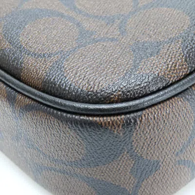 Pre-owned Coach Black Brown Pvc Coated Canvas Leather Pochette Shoulder Bag ()
