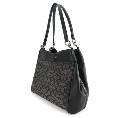 Pre-owned Coach Black Canvas Leather Tote Bag ()