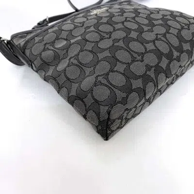 Pre-owned Coach Black Gray Signature Line Leather Shoulder Bag ()