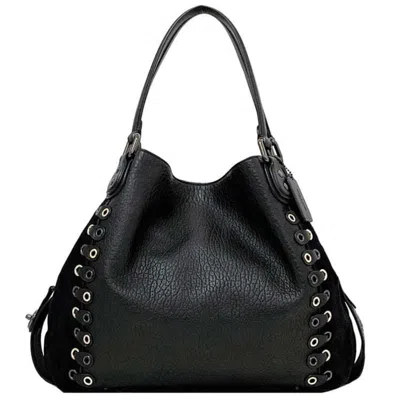 Pre-owned Coach Black Leather Suede Tote Bag ()