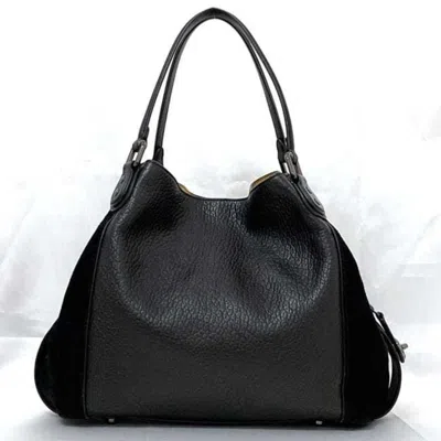 Pre-owned Coach Black Leather Suede Tote Bag ()