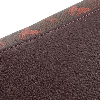 Pre-owned Coach Bordeaux Brown Red Color Coated Canvas Leather Canvas Tote Bag ()