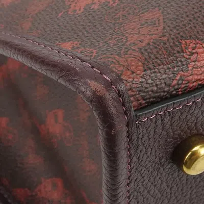 Pre-owned Coach Bordeaux Brown Red Color Coated Canvas Leather Canvas Tote Bag ()