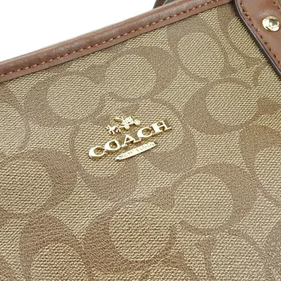 Pre-owned Coach Brown Coated Canvas Leather Tote Bag ()