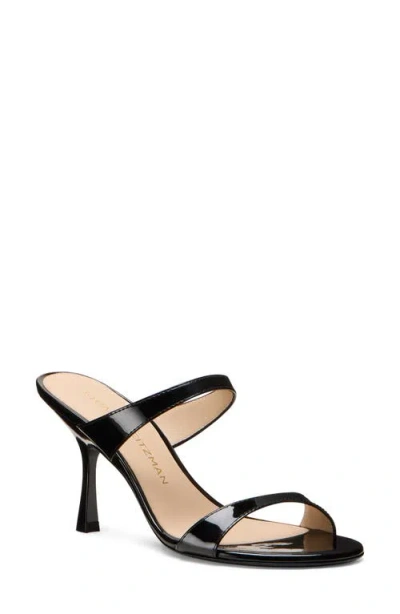 Stuart Weitzman Nudist Patent Leather Dual-strap Sandals In Black