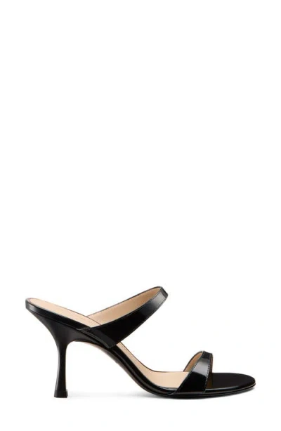 Stuart Weitzman Nudist Patent Leather Dual-strap Sandals In Black