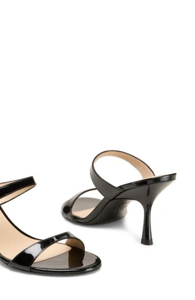 Stuart Weitzman Nudist Patent Leather Dual-strap Sandals In Black