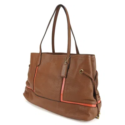Pre-owned Coach Brown Red Color Leather Leather Tote Bag ()