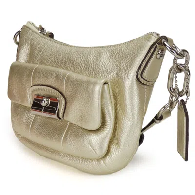 Pre-owned Coach Champagne Gold Leather Pochette Shoulder Bag ()