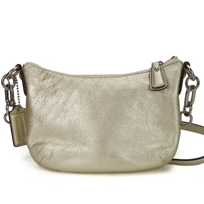 Pre-owned Coach Champagne Gold Leather Pochette Shoulder Bag ()