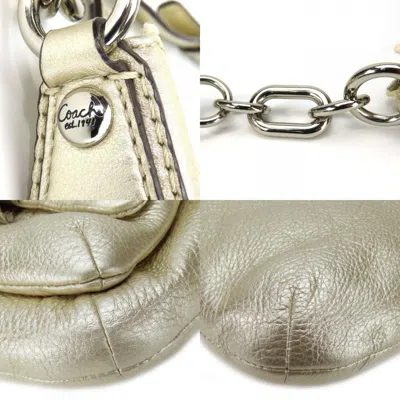 Pre-owned Coach Champagne Gold Leather Pochette Shoulder Bag ()