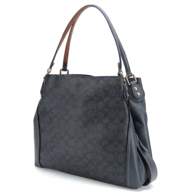 Pre-owned Coach Dark Gray Gray Brown Leather Pvc Tote Bag ()