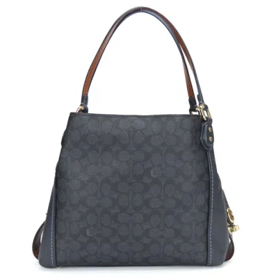 Pre-owned Coach Dark Gray Gray Brown Leather Pvc Tote Bag ()