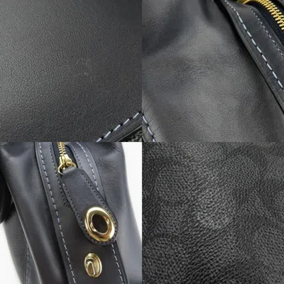 Pre-owned Coach Dark Gray Gray Brown Leather Pvc Tote Bag ()