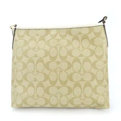 Pre-owned Coach Signature Beige White Pvc Leather Shoulder Bag ()