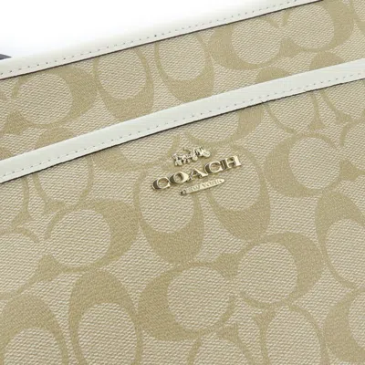 Pre-owned Coach Signature Beige White Pvc Leather Shoulder Bag ()