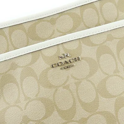 Pre-owned Coach Signature Beige White Pvc Leather Shoulder Bag ()