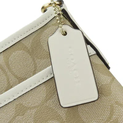 Pre-owned Coach Signature Beige White Pvc Leather Shoulder Bag ()