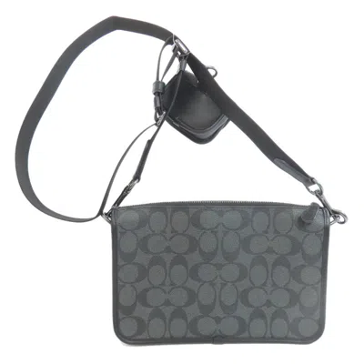 Pre-owned Coach Signature Black Pvc Shoulder Bag ()