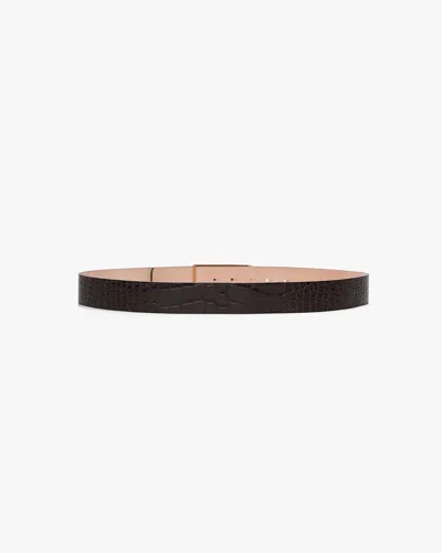 Victoria Beckham Jumbo Frame Belt In Espresso Croc Embossed Calf Leather