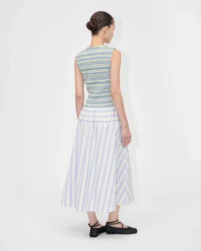 Stine Goya Mixed Stripe Smock Bodice Organic Cotton Dress In Gold