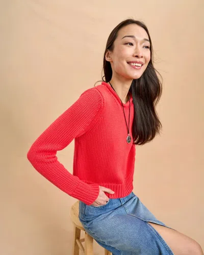 La Ligne Solid Mini Marina Sweater Deep Coral In Red