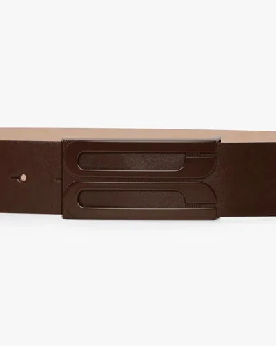 Victoria Beckham Tonal Jumbo Frame Belt In Dark Brown Smooth Leather In Brown