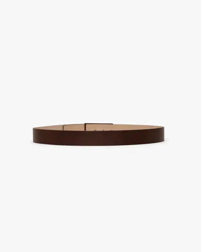Victoria Beckham Tonal Jumbo Frame Belt In Dark Brown Smooth Leather In Brown