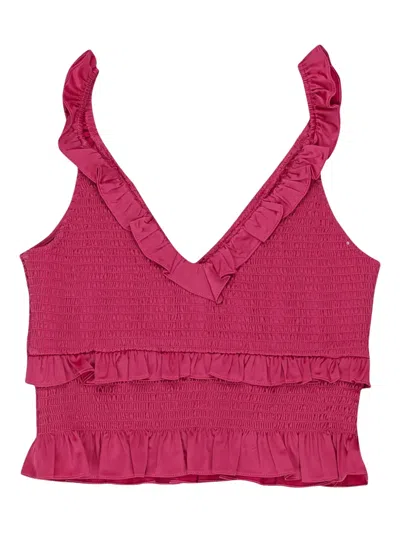 Callipygian Satin Smocked Pink Tank Top