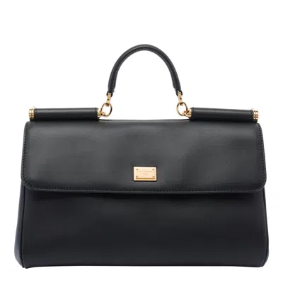 Dolce & Gabbana Black Handbag With Padlock Detail And Adjustable And Removable Shoulder Strap In Leather Woman