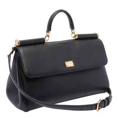 Dolce & Gabbana Black Handbag With Padlock Detail And Adjustable And Removable Shoulder Strap In Leather Woman